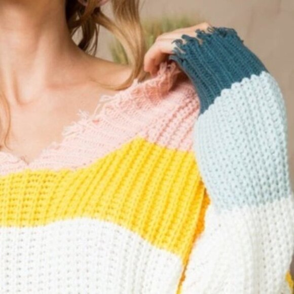 JOSIE Distressed Striped Sweater - Picture 4 of 5